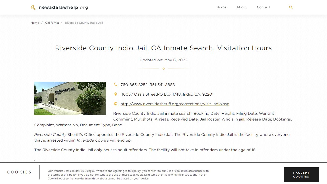 Riverside County Indio Jail, CA Inmate Search, Visitation ...